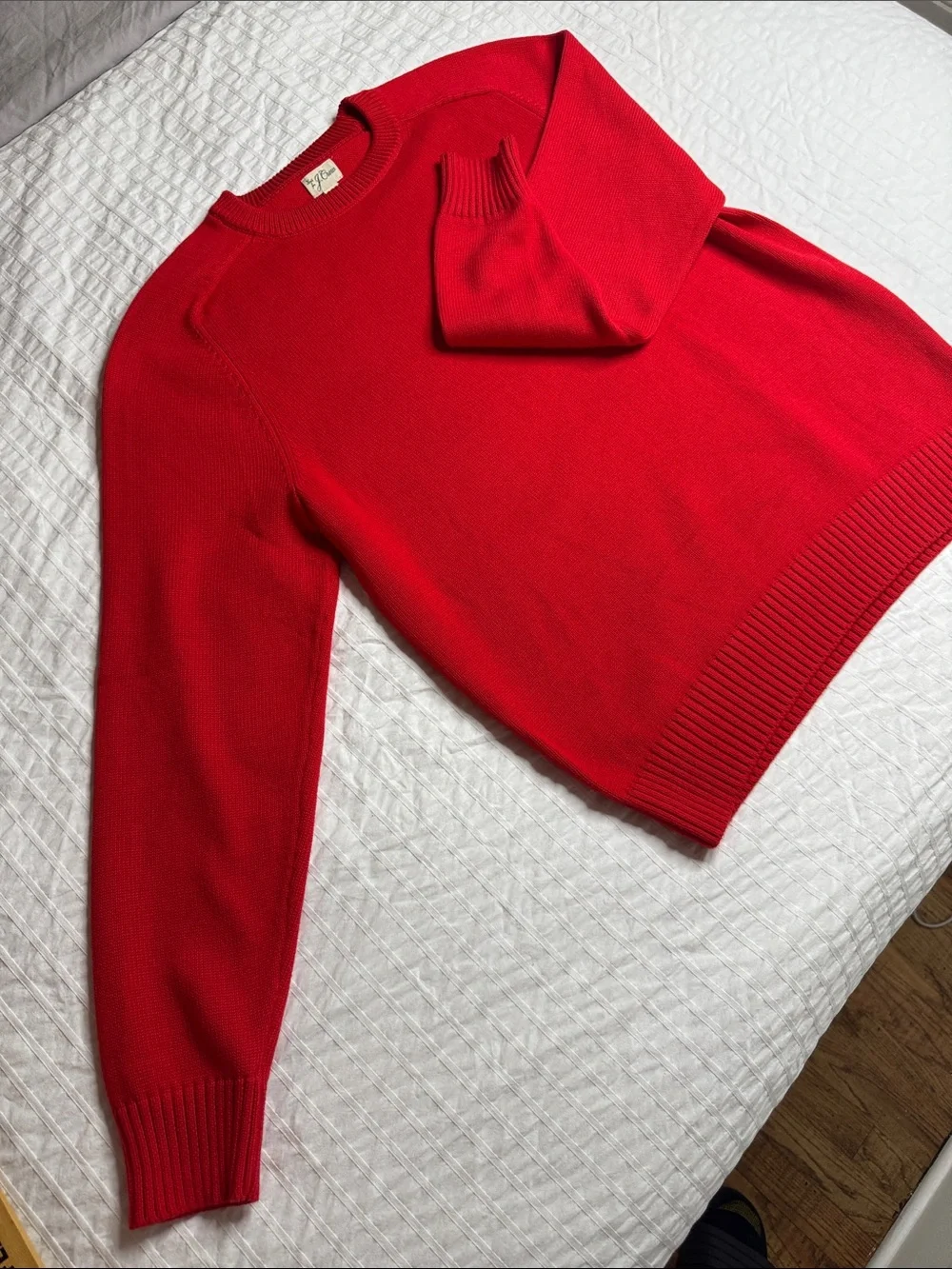 J. Crew Red Crewneck Sweater - Men's Classic Knit 100% Cotton